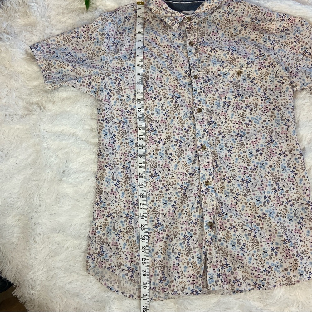 Distortion Mens Floral Button Up Short Sleeve Shirt Size 2XL - Picture 12 of 13